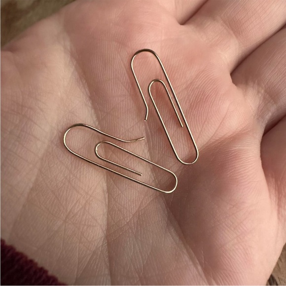 Jewelry - 14k Solid Gold Paperclip Earrings
